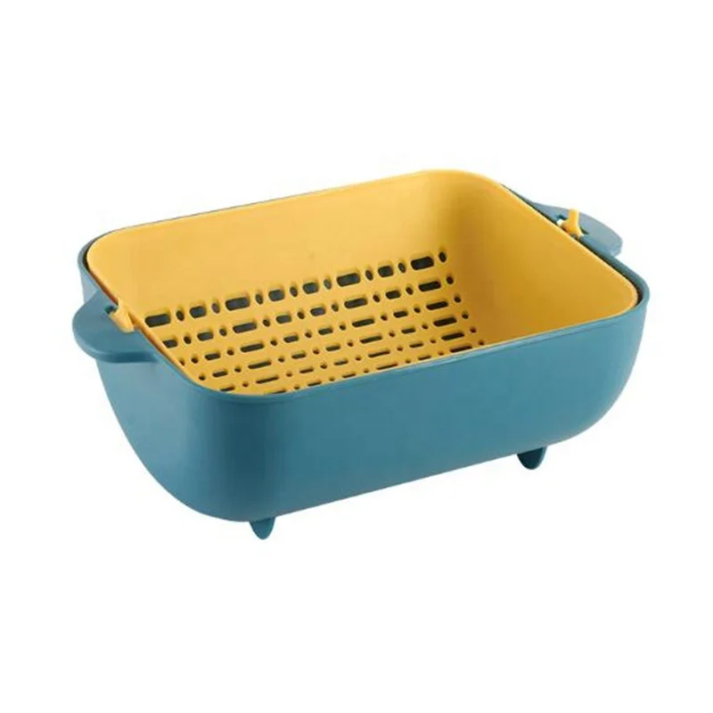 

Plastic Creative Rotatable Double Layer Washable Storage Baskets Detachable Convenient Steady Multifunction Storage Baskets, Green/blue/pink