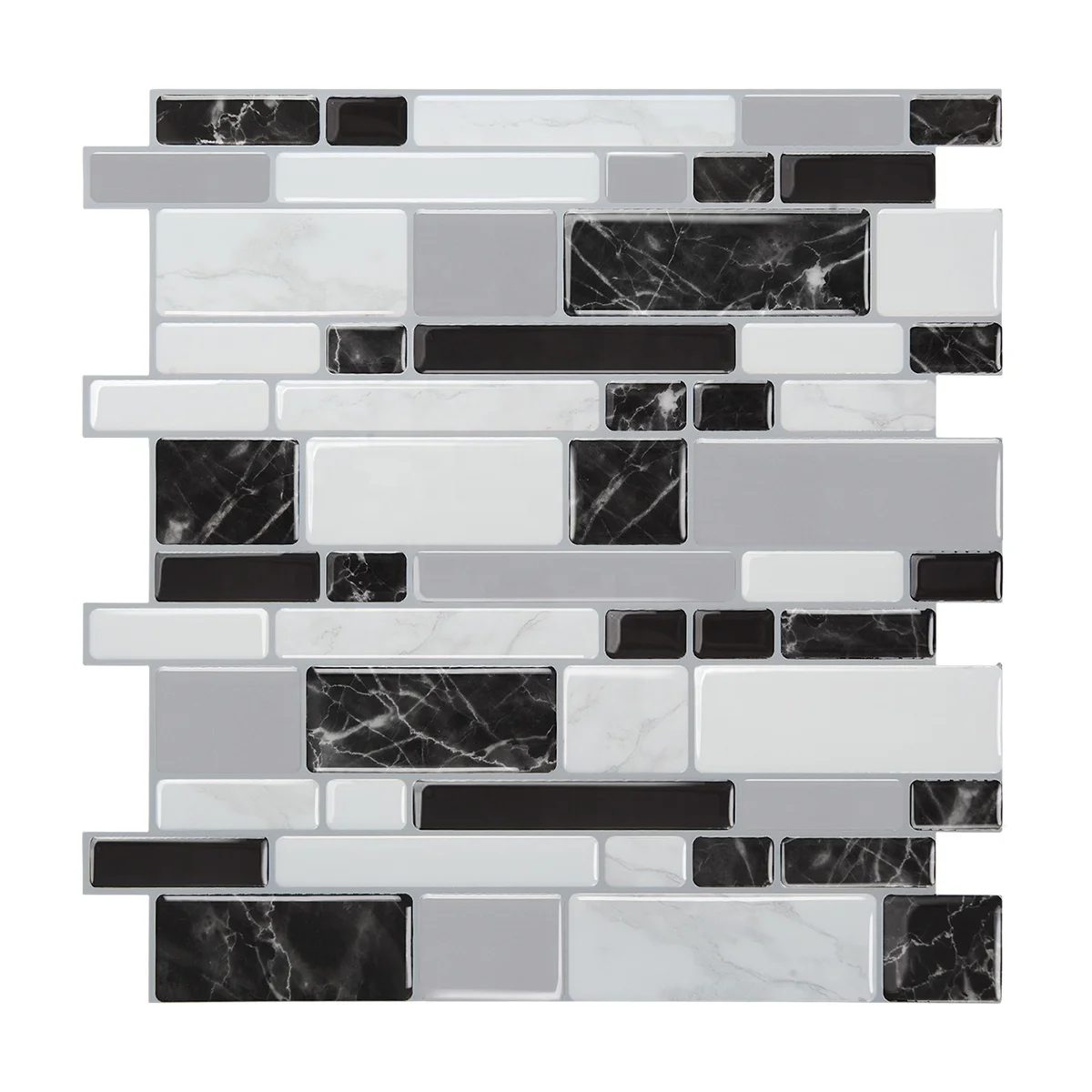 

Black stripe color Home Decor Peel and Stick Mosaic Tile Kitchen Bathroom Backsplash 3D Wall Tile PU Waterproof