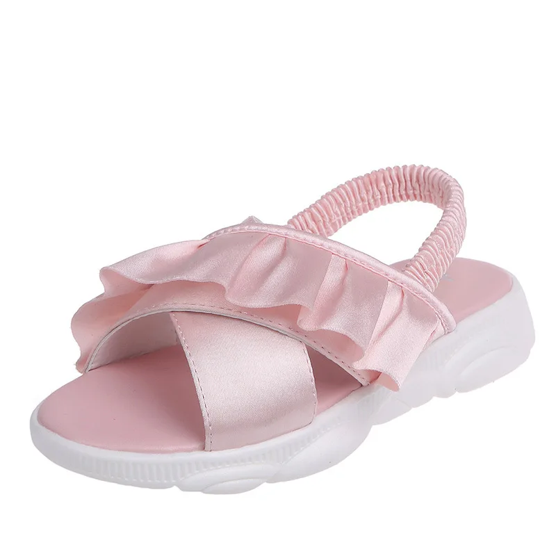 

2020 new summer girl Korean version princess shoes with lotus leaf edge fashionable bear cool slippers