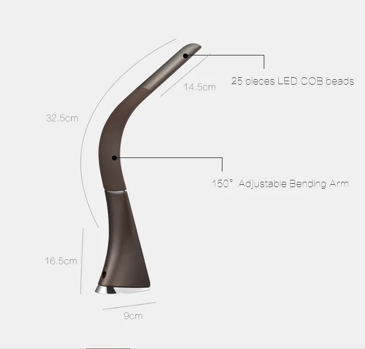 HoneyFly Leather Touch Control LED Table Lamp with Led Display Alarm Clock and Calendar Creative Foldable Desk Lamp