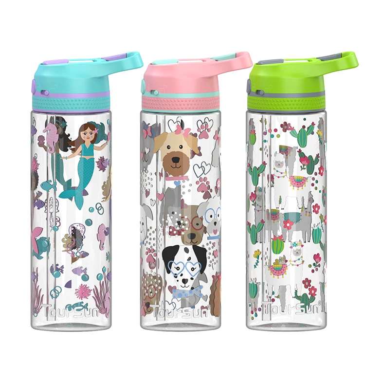 Custom Outdoor Sport Children's Eco-Friendly Cartoon Water Bottle BPA-Free Food Grade Plastic with Straw for Boiling Water