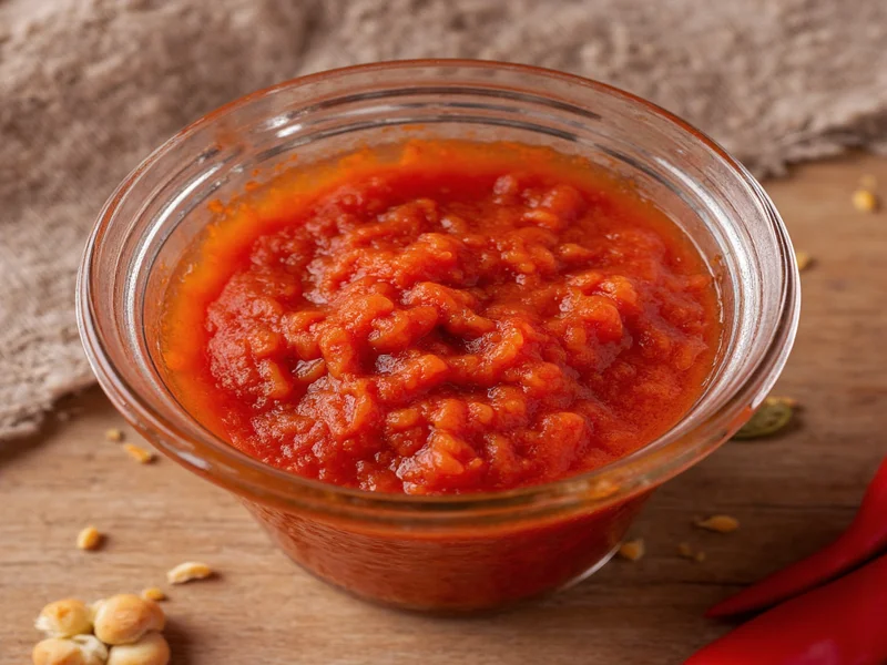 Glass fermentation crock with red pepper mash