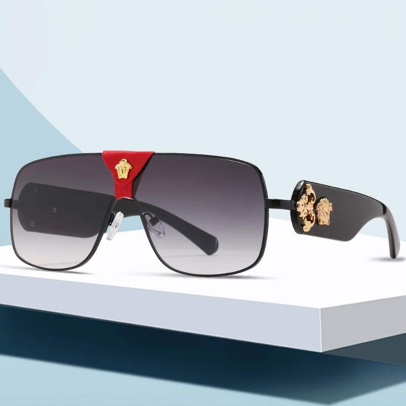 

VASHAP 2207 2021 new unique oversized sunglasses one piece plastic metal designer shades clear women men retro sun glasses UV400, Mix color