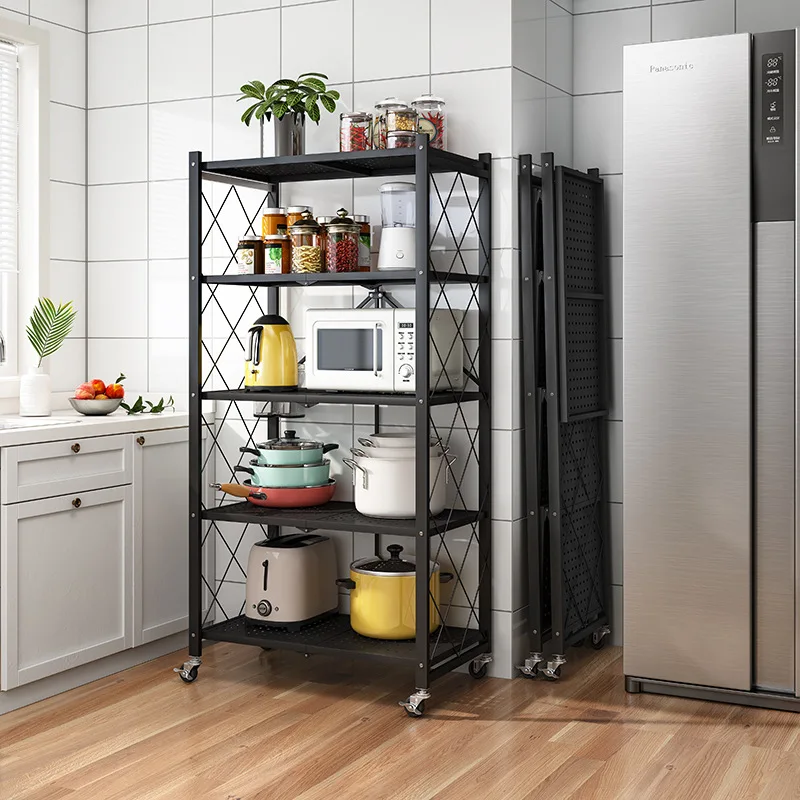 

Multi Tier Shelving All-Purpose Utility Cart Storage Holder Folding Rack Shelf