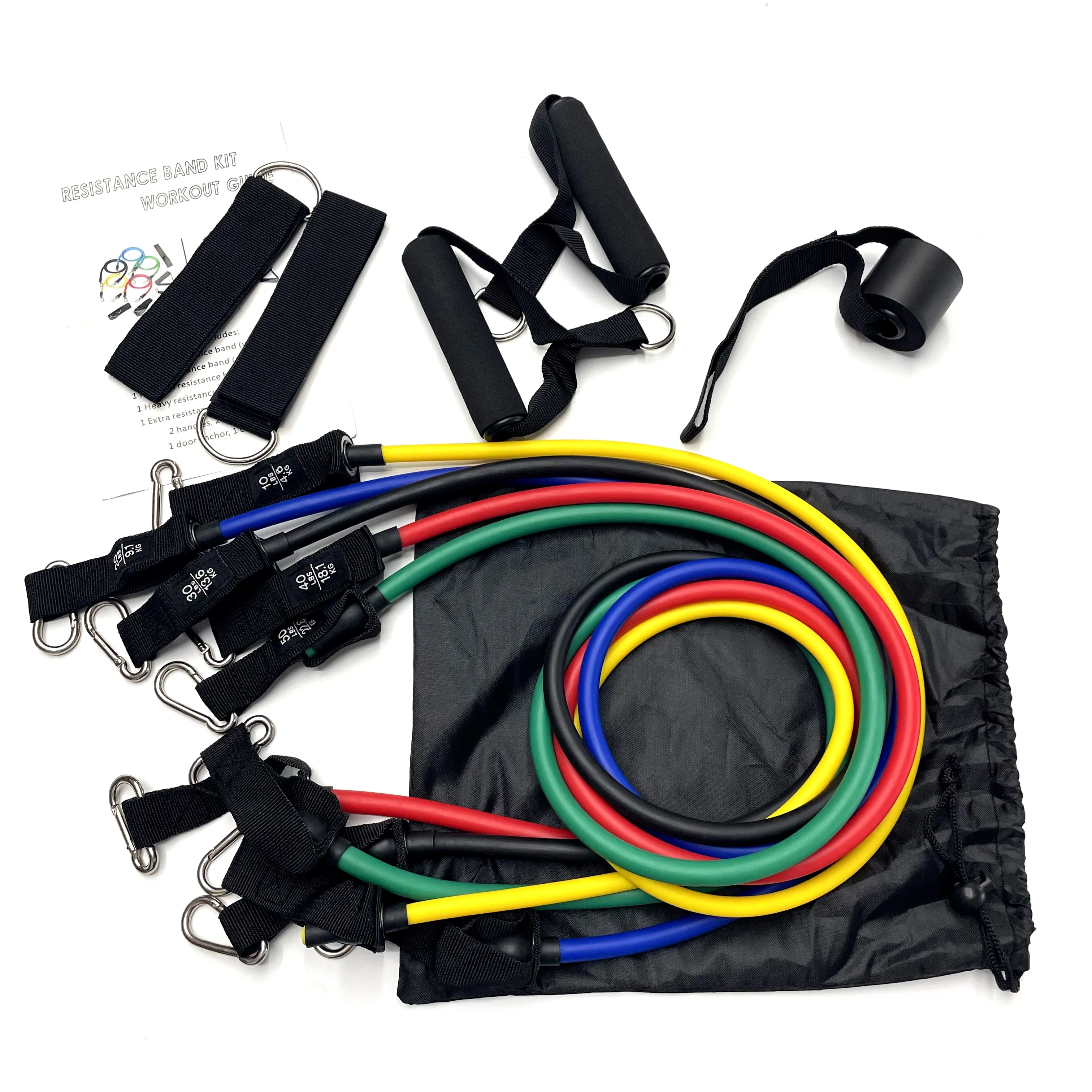 

latex free 11 pcs exercise resistance bands set workout bands set with handle, door anchor and ankle straps