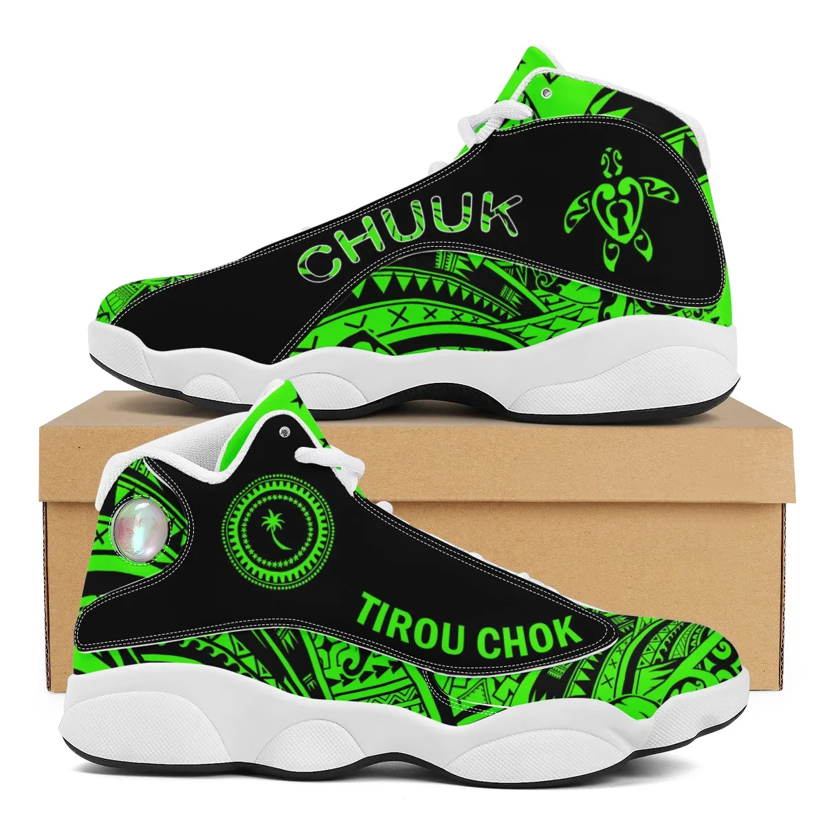 

Polynesian Tribal Print Mid Cut Basketball Shoes Print On Demand Customized PU Shoes For Men Comfortable Zapatillas Large Size, Customized color