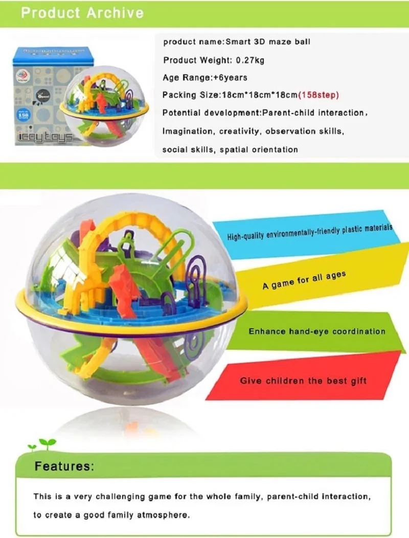 Xc963 Plastic Mini 3d Maze Ball Game Puzzle Toy For Ball Maze 92 158