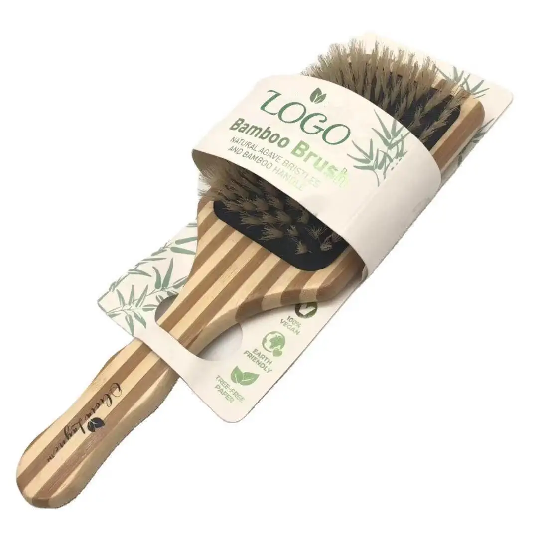 

2021 Natural Scalp Massage Brush Bamboo Hair Brush With Boar Bristle, Natural bamboo brush