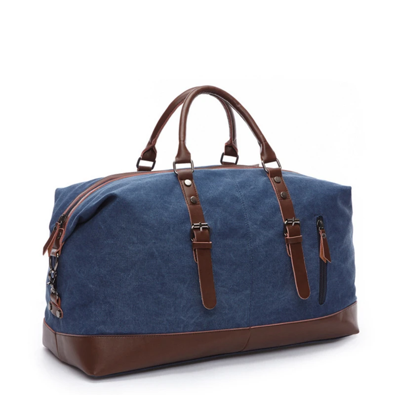 Canvas Leather Duffle Bag Overnight Travel Carry On Tote Bag  Canvas Travel Bag  Men Duffle Bags