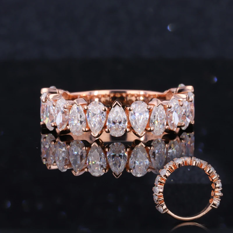 

statsgem matching band ring 14k solid rose gold 3*5mm pear cut wedding band ring