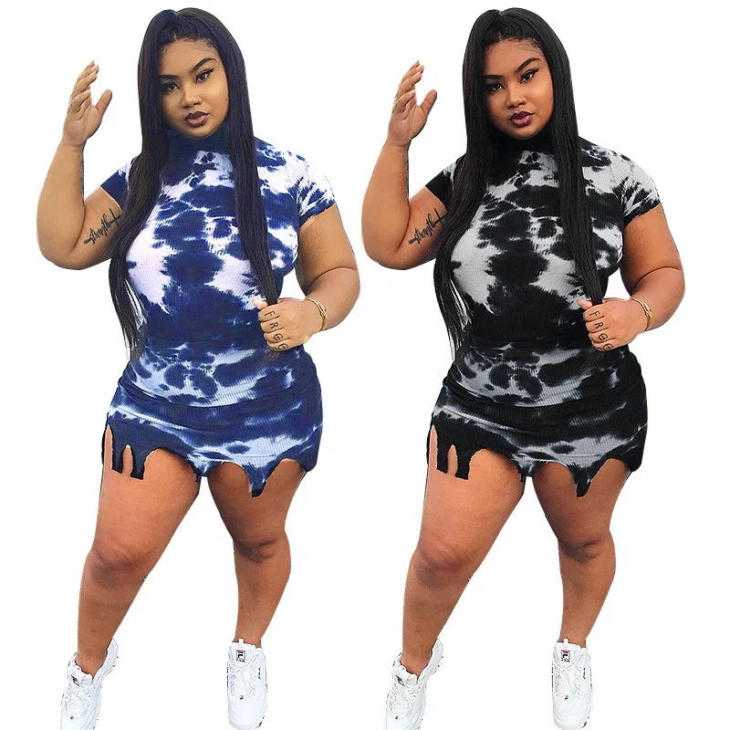 

Clothes Matching Set Trendy Sexy Casual 2019 Printing Women Plus Size Two Piece Set