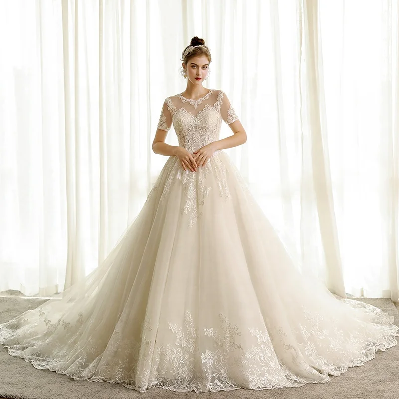 

SL6816 wedding dress ball gown 2020 bride elegant long dress women appliques for ties lace princess cut online store china civil