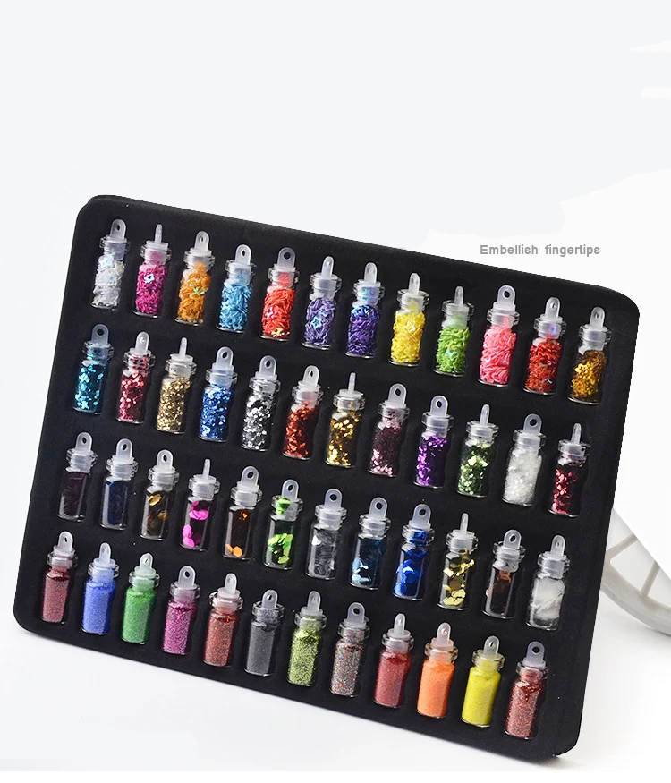 

48 Bottles/Set Nail Art Sequins Glitter Powder Manicure Decoral Tips Polish Nail Stickers Mixed Design Case Set Nail art