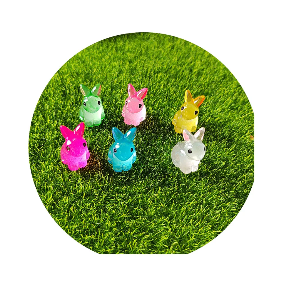 

Fairy Garden 3D Bunny Luminous Jewelry Miniature Resin Rabbit Glow in Dark Pendants Bracelet Doll House Gifts