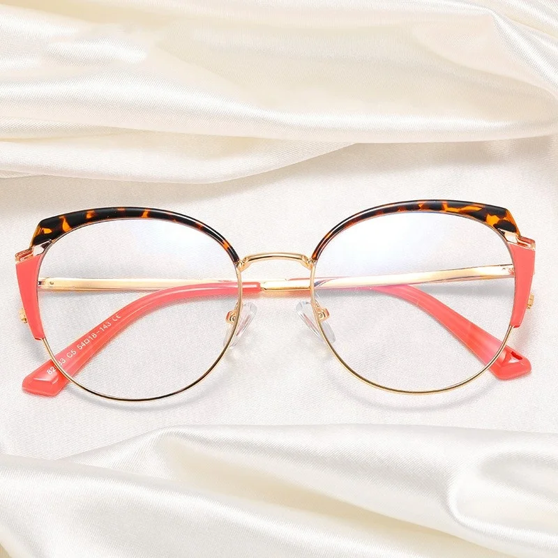 

Jiuling eyewear custom fashion design luxury optical round eyeglass women cat eye anti blue light eyeglasses frames metal