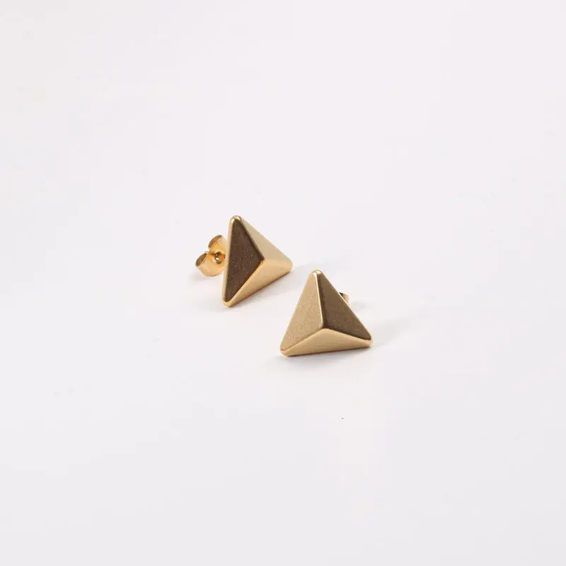 

New Trendy Earring 18K Gold Plated Dainty Cube Triangle Stud Earrings Earrings Wholesale Stainless Steel for Women