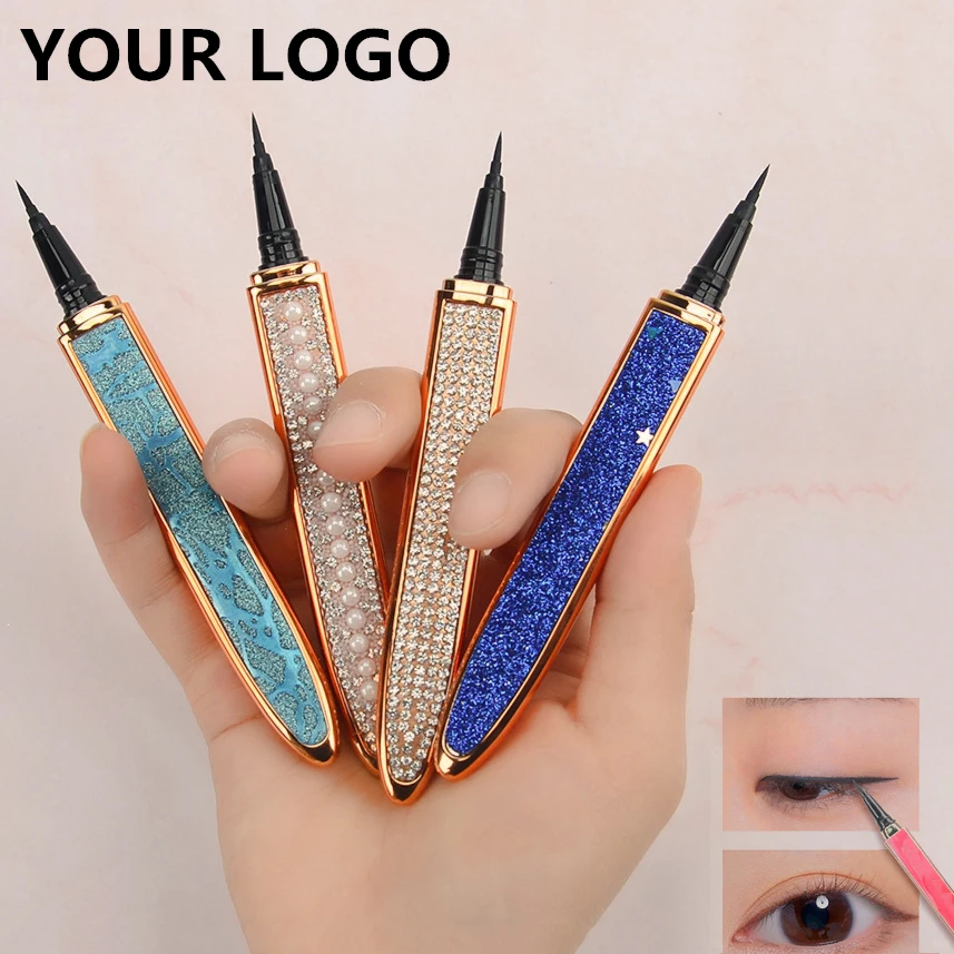 

2021 New Private Brand Adhesive Eyeliner Pen Vendor Colored Waterproof Eyelash Kit Glitter Liquid Eyeline Pencil, Multi-colored