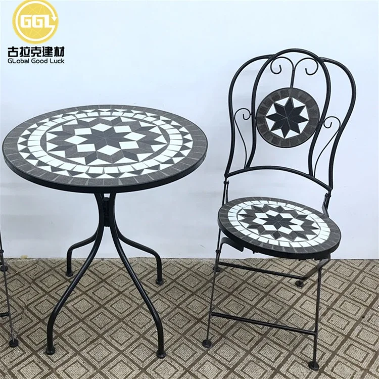 Outdoor Garden Ceramic Tile Top Mosaic Round Table details