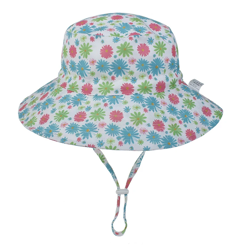 
New style Kids Bucket Hats Colorful Animals and Flowers Pattern Adjustable Children Summer Hats 