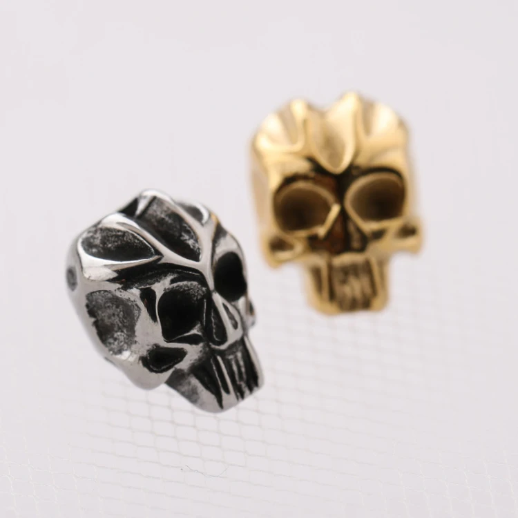 

10*8MM Large Hole Stainless Steel Skull Beads Charms for Wholesale