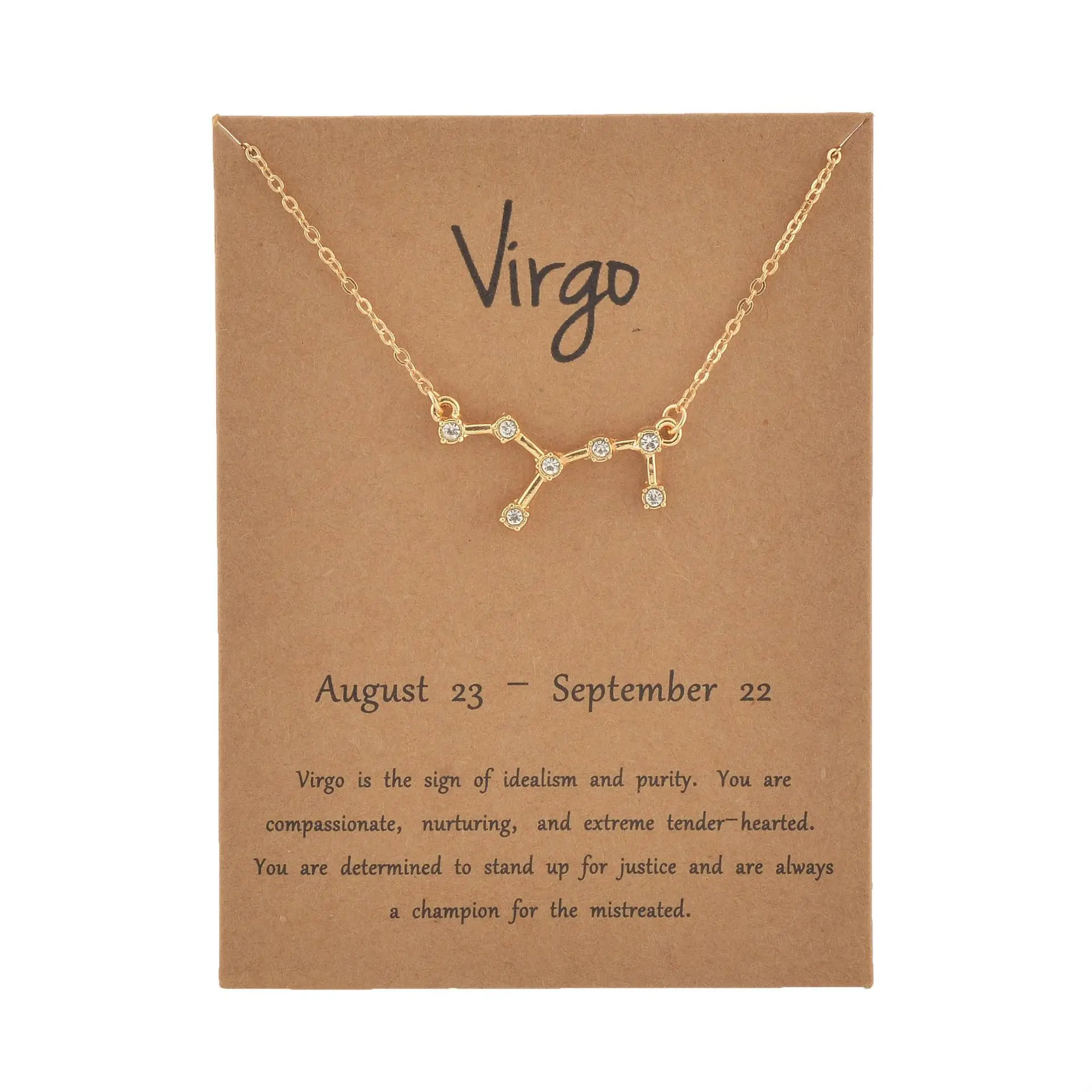 

Golden Sky map Twelve constellation with rhinestones Paper card necklace zodiac Clavicle chain for women and girls