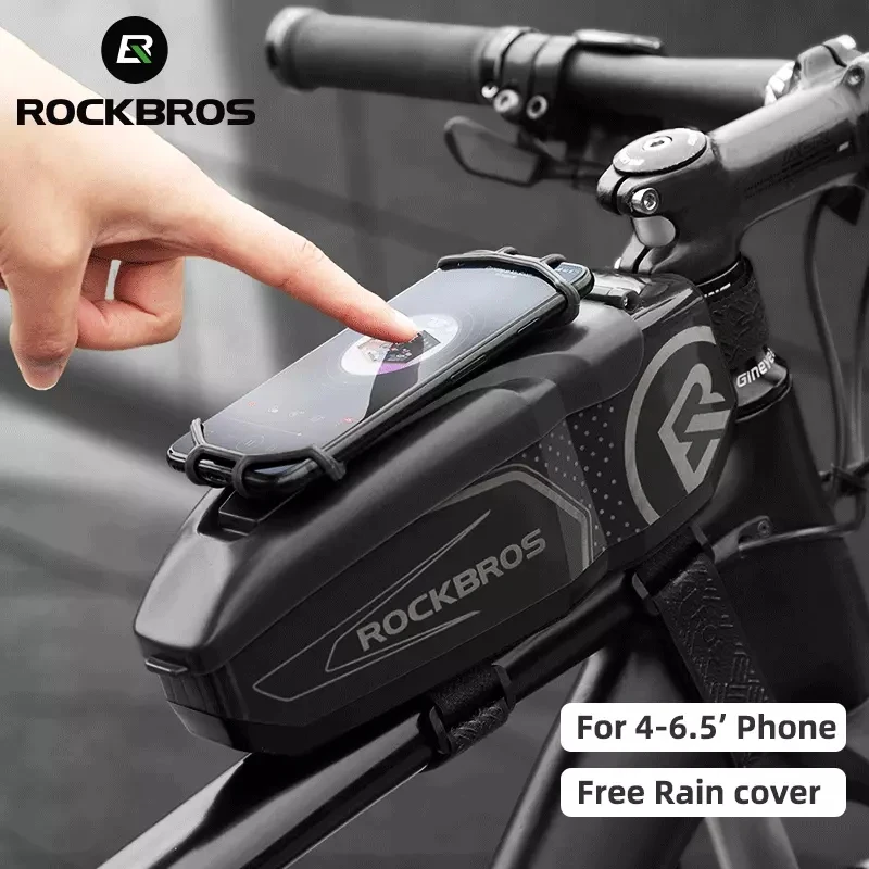 

ROCKBROS Bicycle Front Tube Bag With Hook Tool PVC Box Waterproof Phone Holder Bags, 5 colors