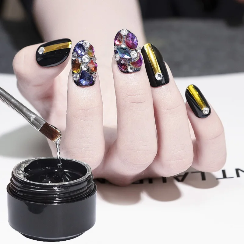

Art Decoration Rhinestones Glue Gel Use For Nail Tips Decoration Led Uv Gel Shiny Non Sticky Glue, Clear