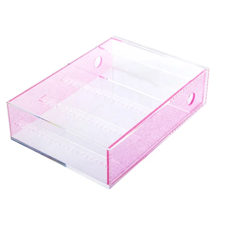 Clear Acrylic Makeup Organizer Glitter Cosmetic Box Stationary Organizer With Pull Out Drawer