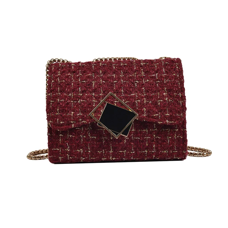 

Ins Woolen Cloth Bag Female Bag New Trend 2021 Popular Korean Fashion All Match Chain Shoulder Messenger Bag