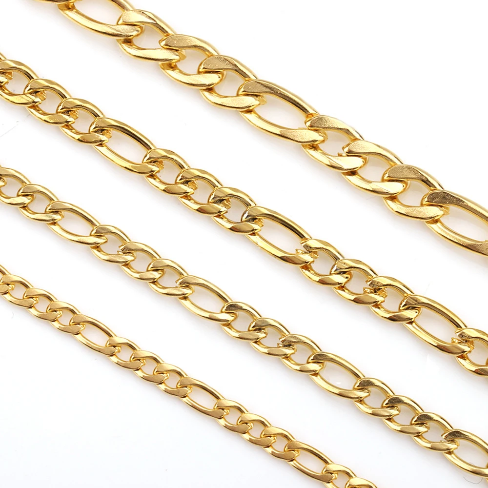 

Popular design necklace making chain 3:1 NK cuban link chain stainless steel gold plated Figaro chain