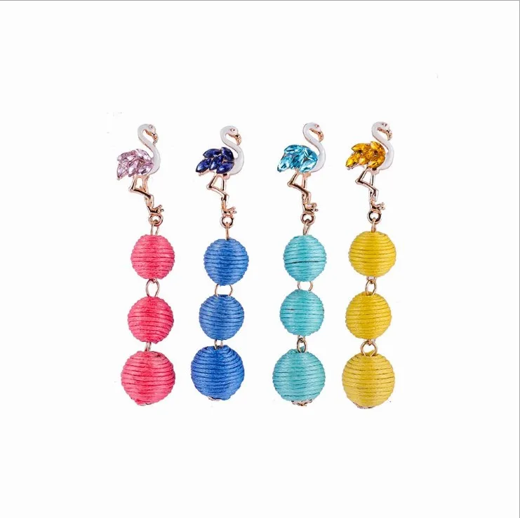 

DIY boho colored creative ball dangling earrings