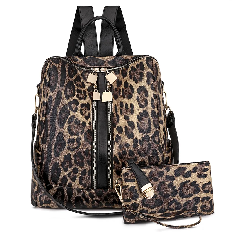 

Fashion PU Leather Animal Print Anti Theft Ladies Bags Girls Back Pack Bag Large Capacity Woman Backpack with Strap, 4 colors
