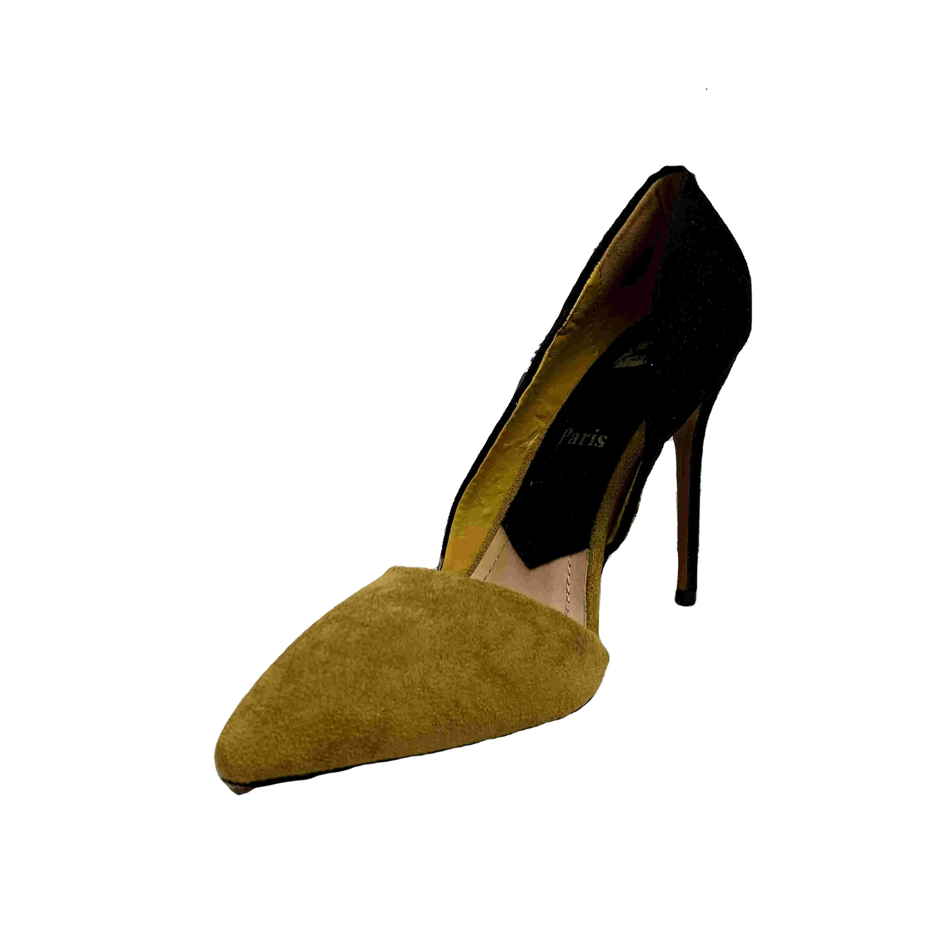 

Spring new two-color stitching suede ladies high heels large size wholesale, Yellow