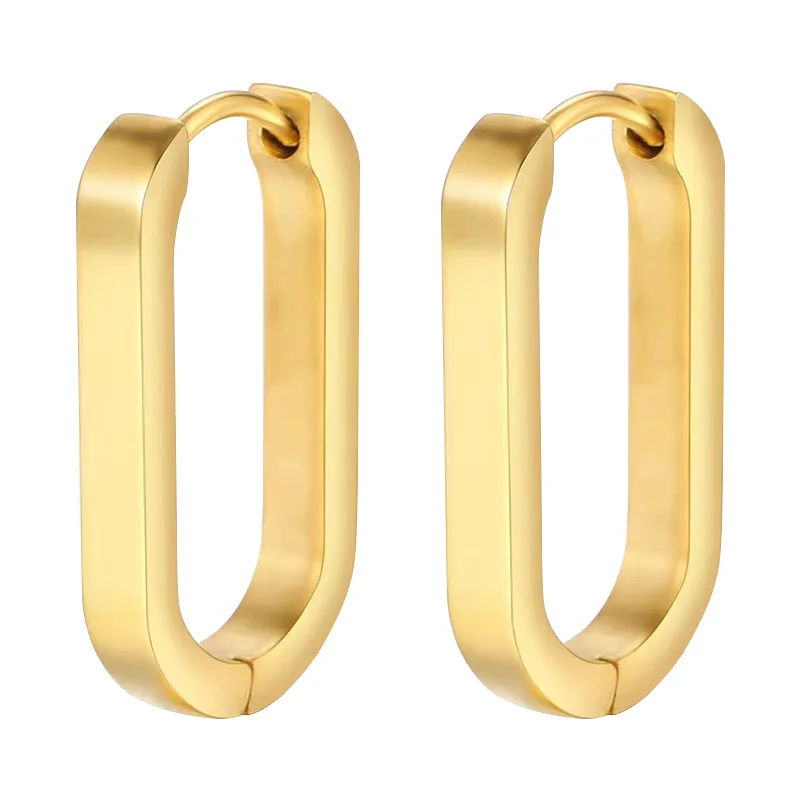 

Cuff Minimalism Waterproof Jewelry 14k Gold Stainless Steel Hoop Earrings Geometric U Shape Huggie Earring