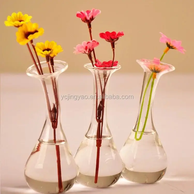 

home decorative small connection glass bud vase, Clear