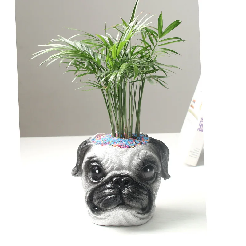 

Amazon hot Garden supplies jardineria Pug dog head Flower Pot garden balcony rail suculentas plant pots planters Wholesale, Customized color