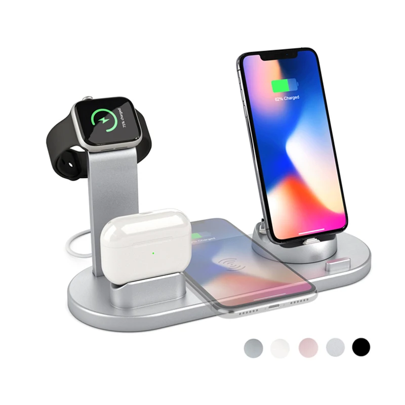 

Universal Portable 3 in 1 10W Wireless Charging Dock Station Fast Charging Smart Phone Wireless Charger for iPhone Samsung, Black, white, rose gold, gray, silver, customized