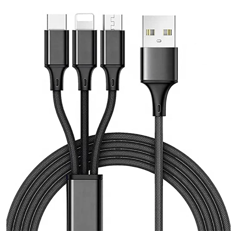 

Free shipping's items hot selling mobile assessories 3 in 1 usb cable for iphone cable, Black, red, blue