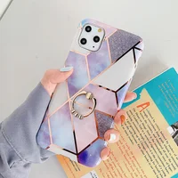 

OTAO Ring Stand Holder Case For iPhone 11 Pro Max X XS XR 7 8 6s Plus Geometric Marble Soft IMD Mobile Phones Case Shell