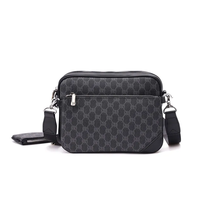 

New fashion 3-in-1 Set Checkered Pattern Messenger Bag Male, Black