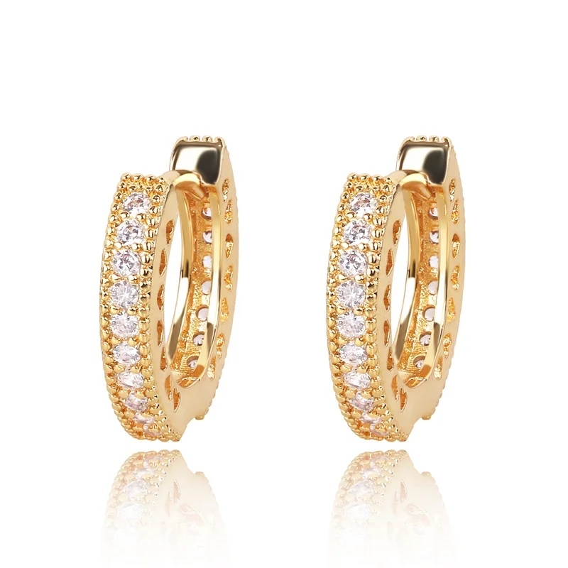 

2021 Hot Sale Women Jewelry 18K Gold Plated Brass Zircon Huggie Hoop Earrings