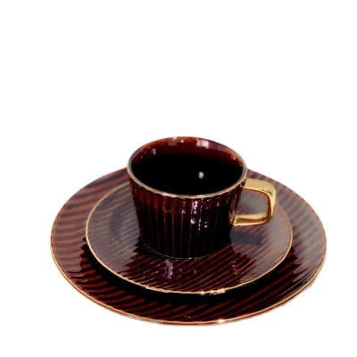 

Bone china English afternoon tea coffee cup saucer with gold rim handmade high-end gift box set, As shown
