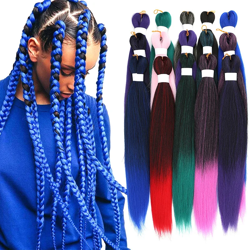 

Pre Stretched Braiding Hair Ez Braid Hair Synthetic Crochet EZ braids pre-stretched ez Hair Extensions, Ombre color