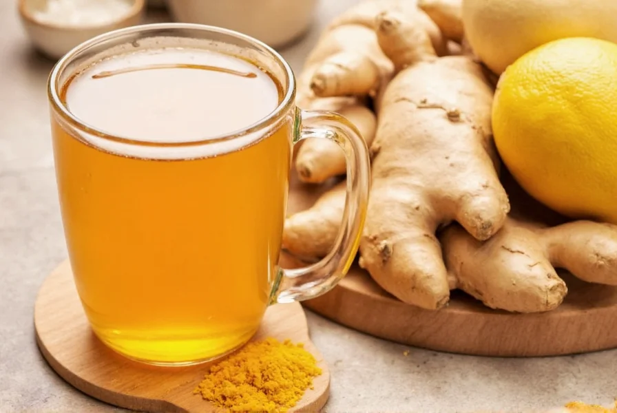 Step-by-step preparation of curcuma ginger tea with fresh ingredients in a glass teapot