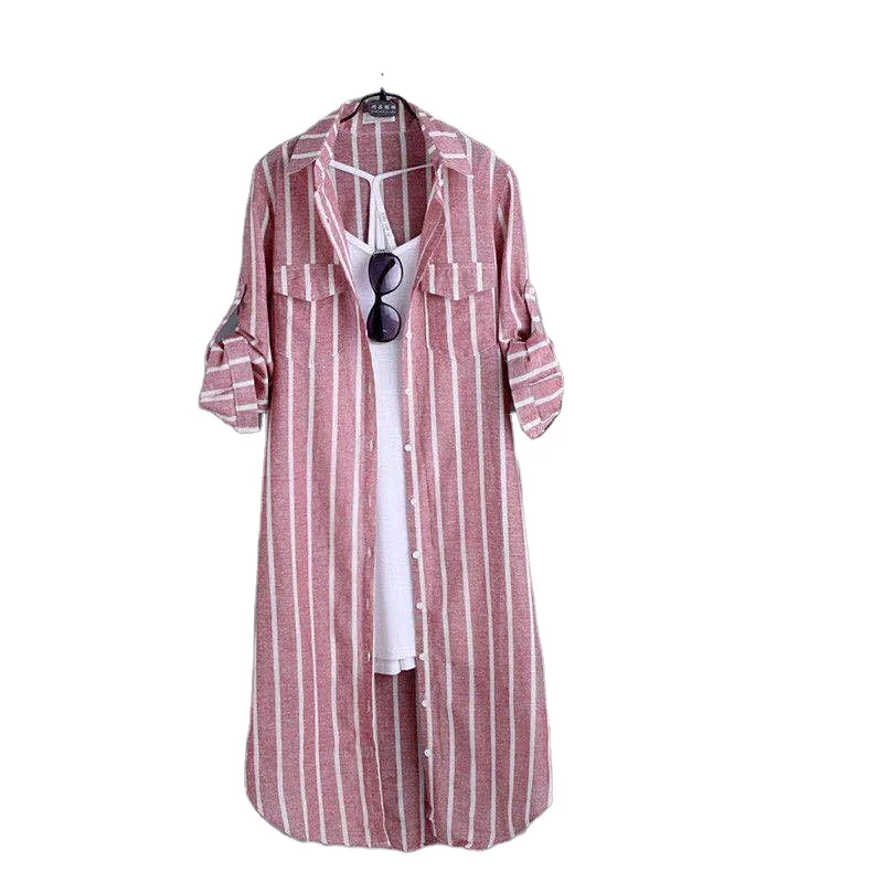 

strip long top shirt women street wear long sleeve shirt