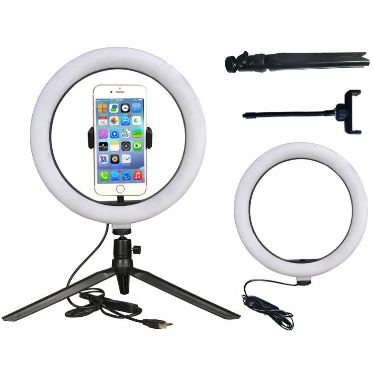 

Table Top Dimmable 10 Inch LED Ring Light For Live Broadcast, Black