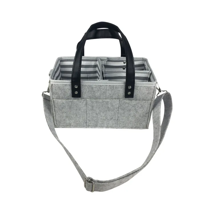 

Diaper Caddy Bag Leather Handle Nappy Diaper Bag Fashionable Diaper Bags With Shoulder, Gray or customized color