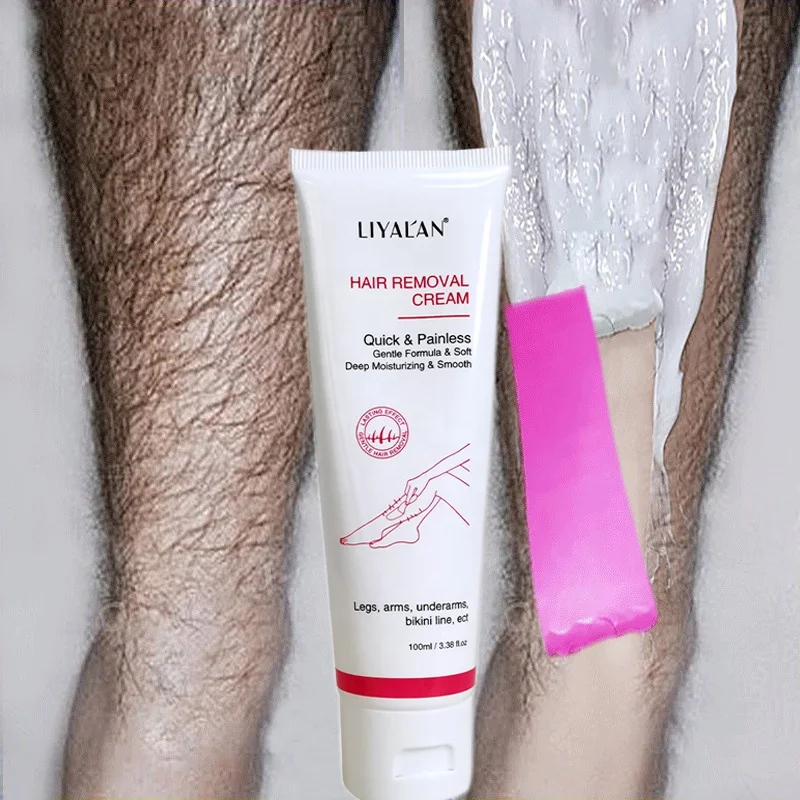 

OEM Private Label Armpit Hand Legs Depilatory Wax Body Bikini Natural Herbal Painless Hair Removal Cream, Milky white