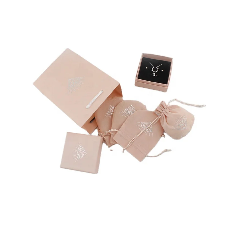 

jewelry packaging paper box paper with velvet pouch, Cmyk / customization