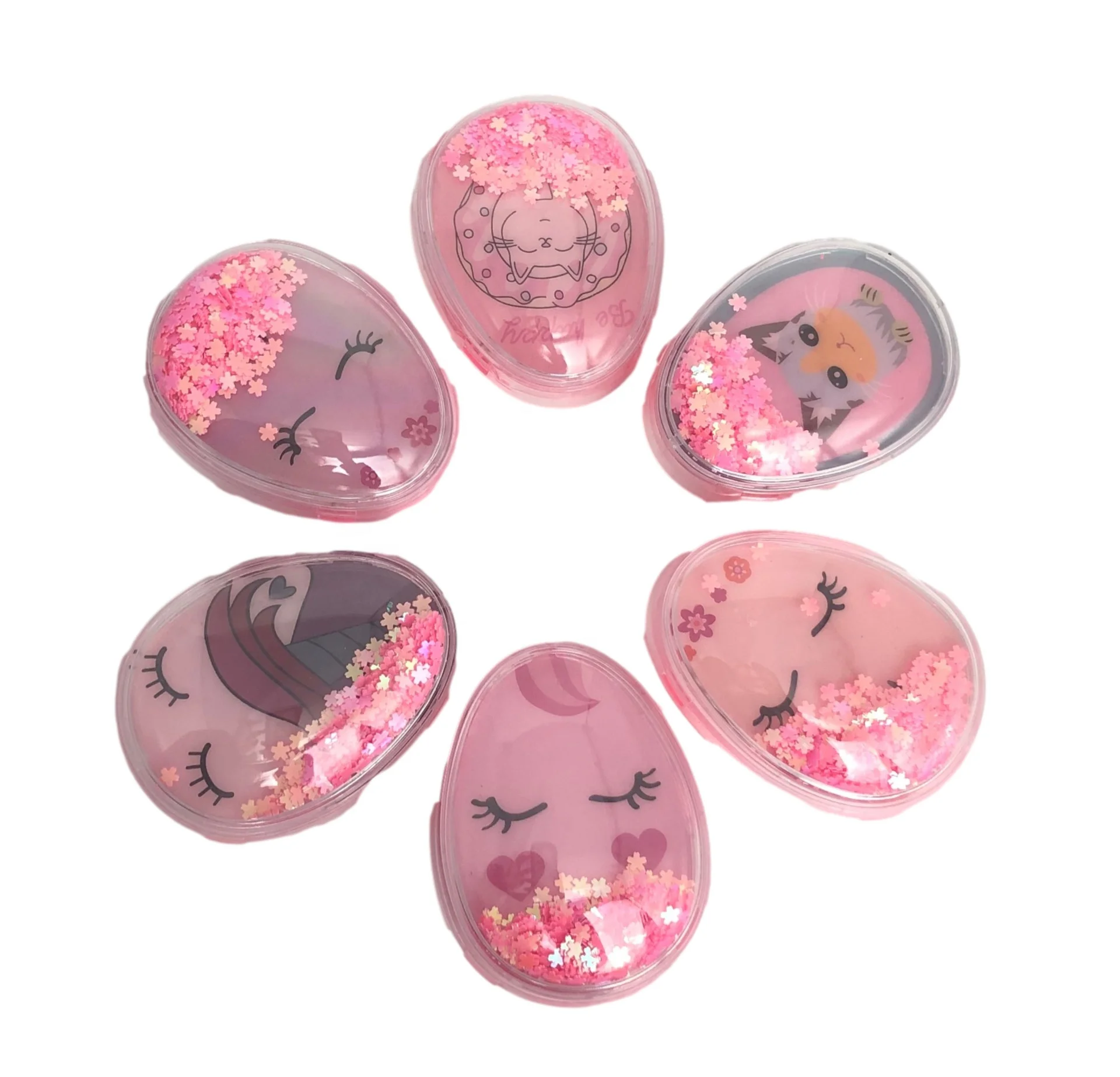 

Mini Pink Egg Shape Cat Pattern Air Cushion Comb Shiny Sakura Liquid Massage Air Cushion Comb Girls Item